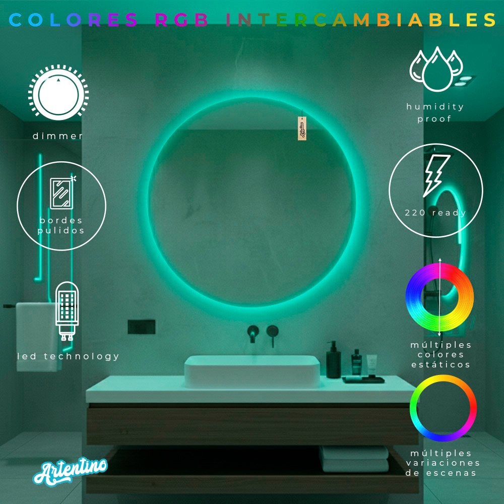 ESPEJO REDONDO LED 60 cm