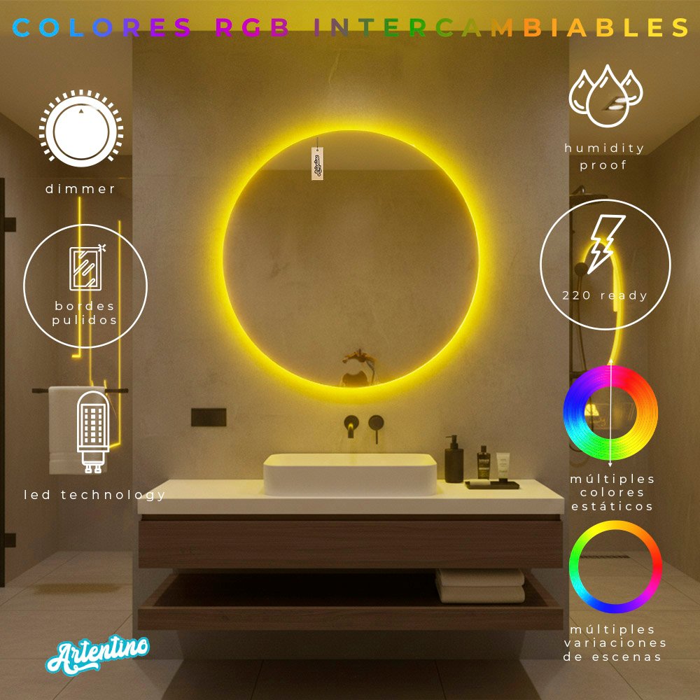 ESPEJO REDONDO LED 60 cm